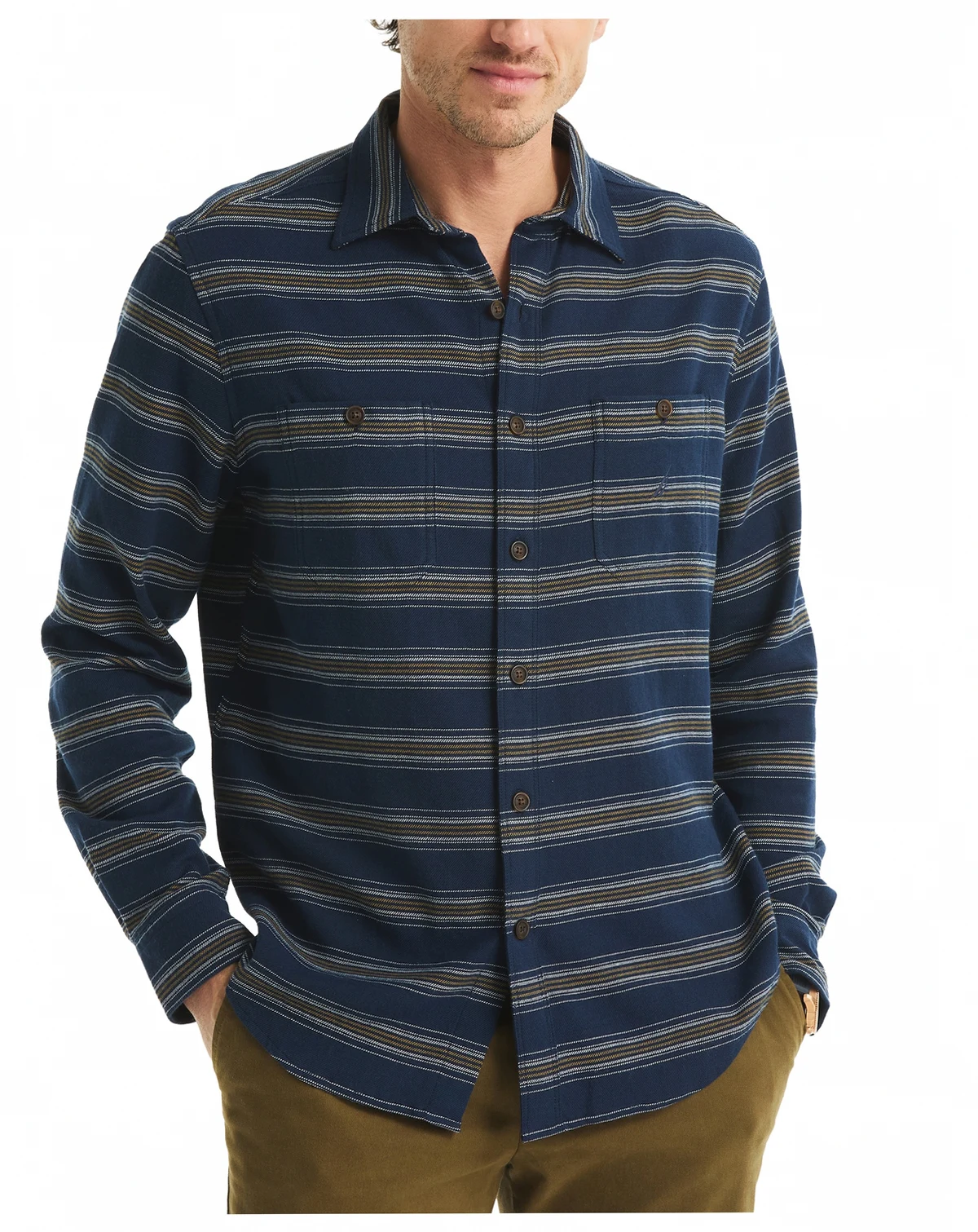 Men's Plaid Straight Collar Shirt