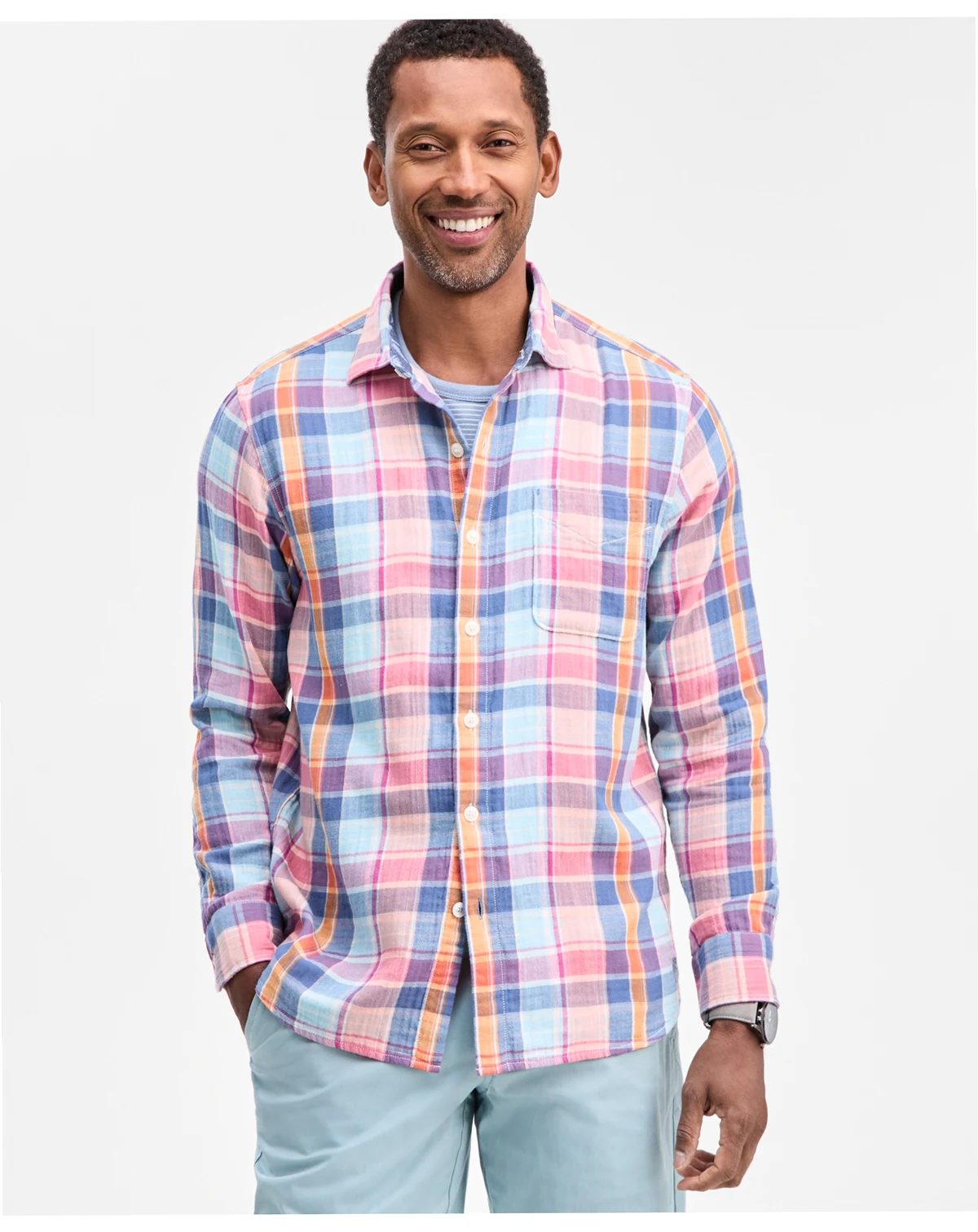 Men's Palma Roja Plaid Cotton Button Shirt