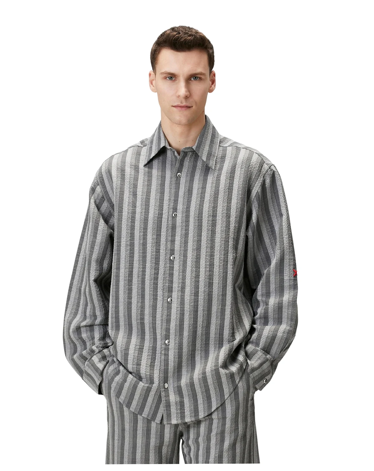 Men's Linen-Blend Checked Woven Button-Up Shirt