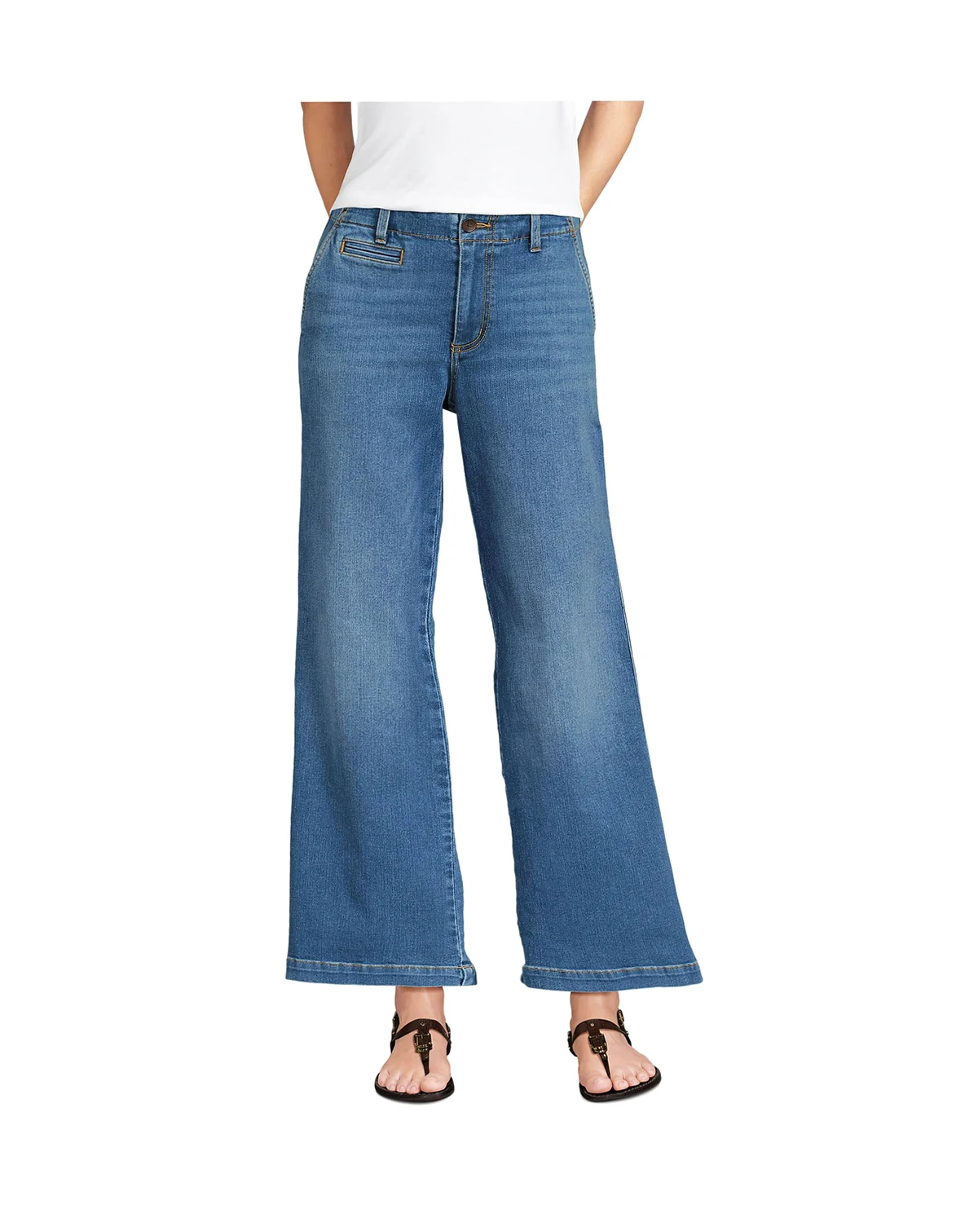Petite Recover Denim Mid Rise Wide Leg Ankle Jeans