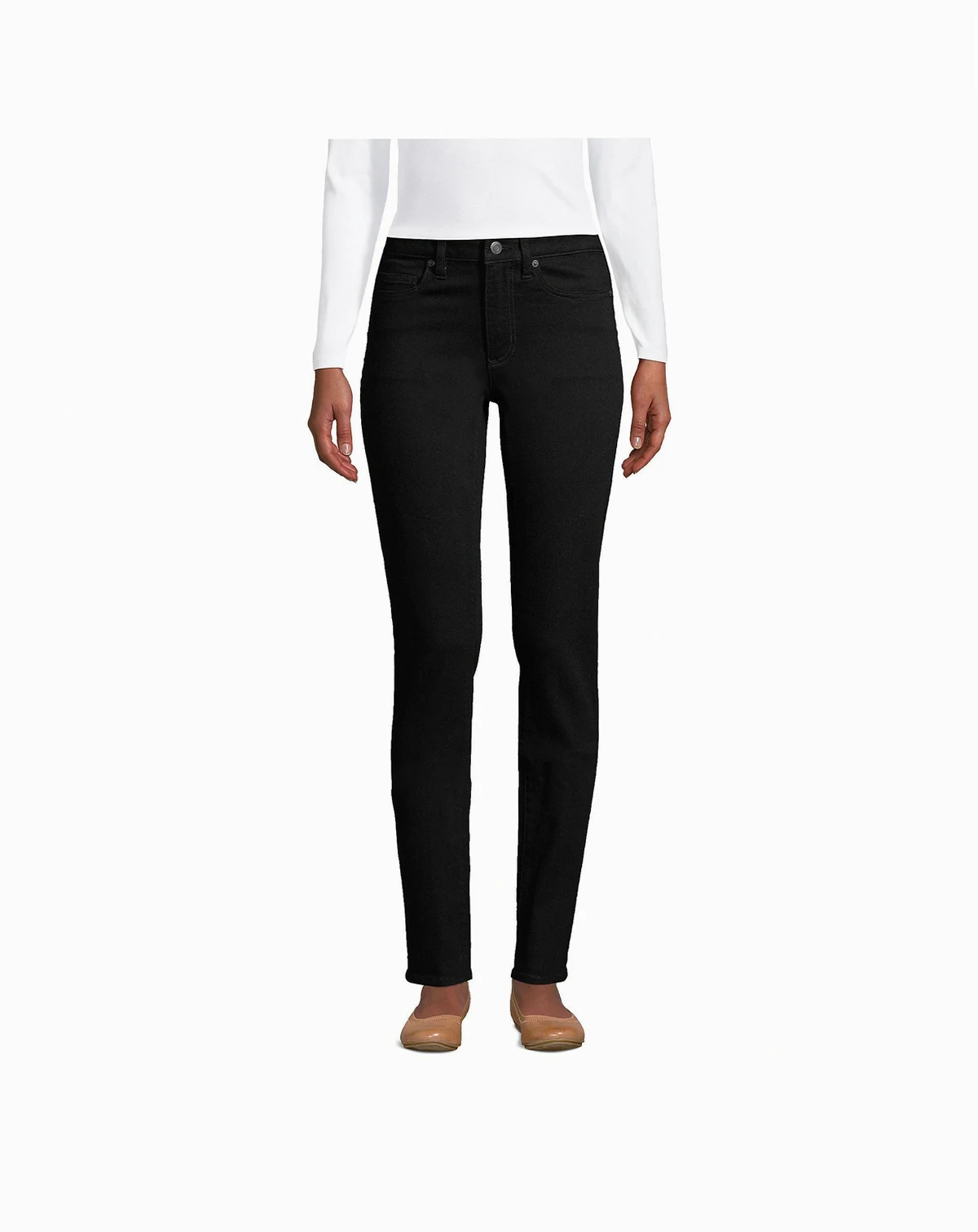 Women's Petite Mid Rise Straight Leg Jeans