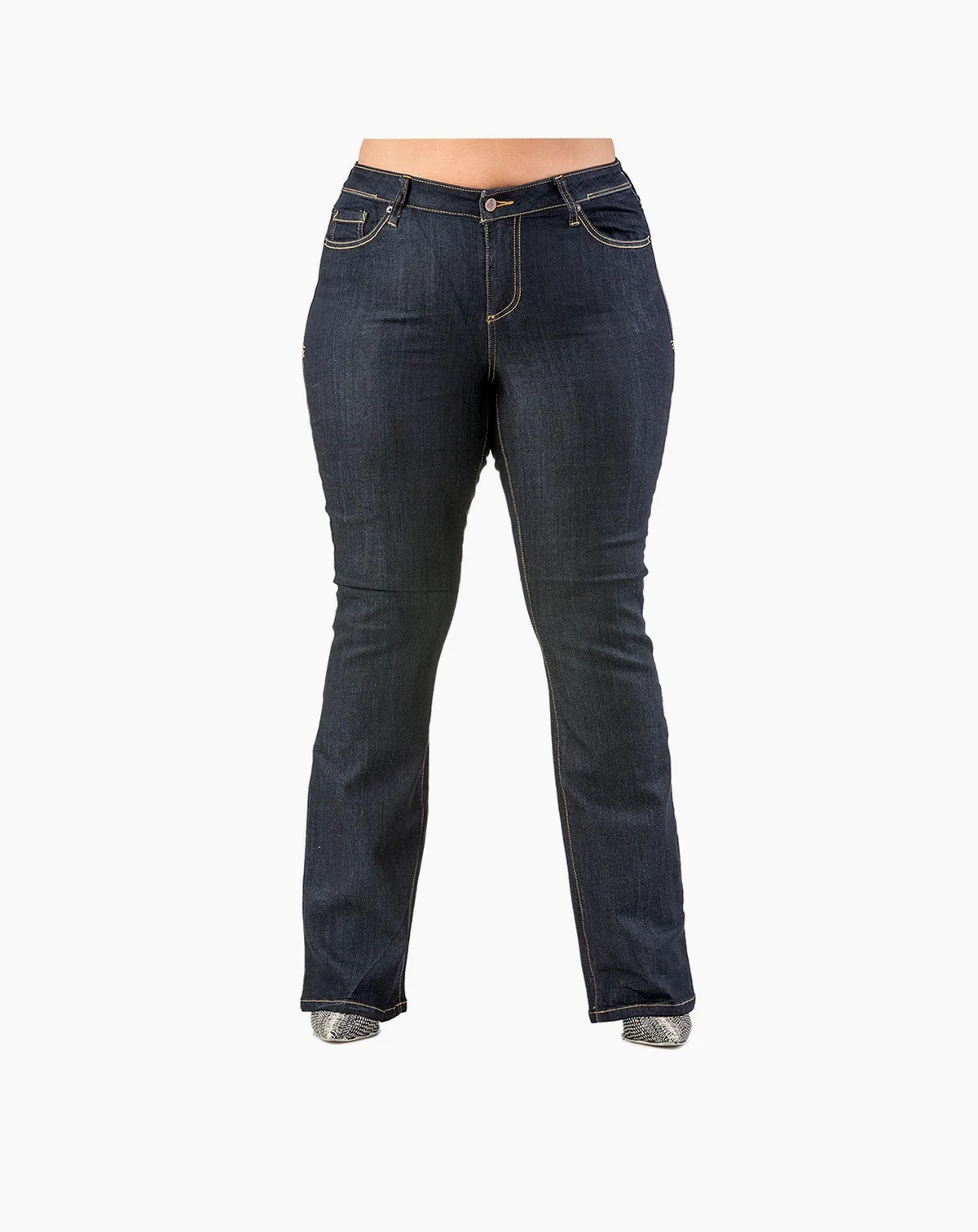 Plus Size Curvy Fit Stretch Denim Slim Boot Cut Jeans