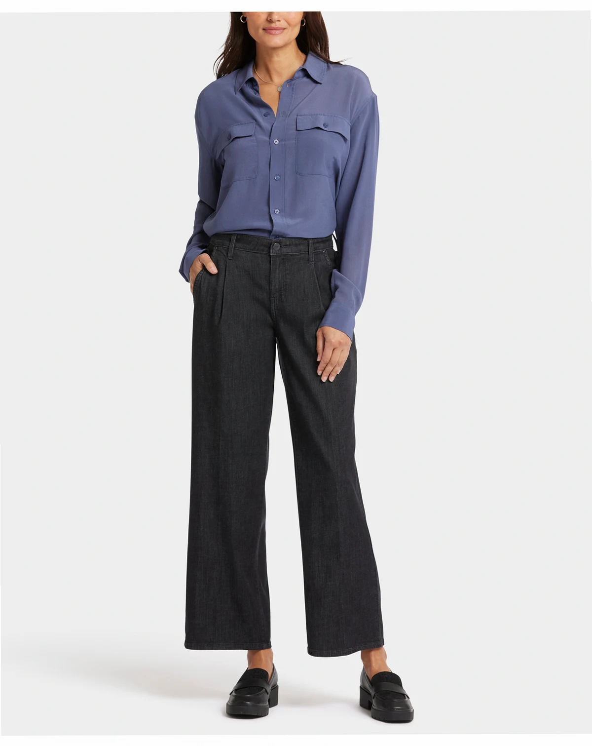 Women's Teresa Wide Leg Ankle Pleated Jeans