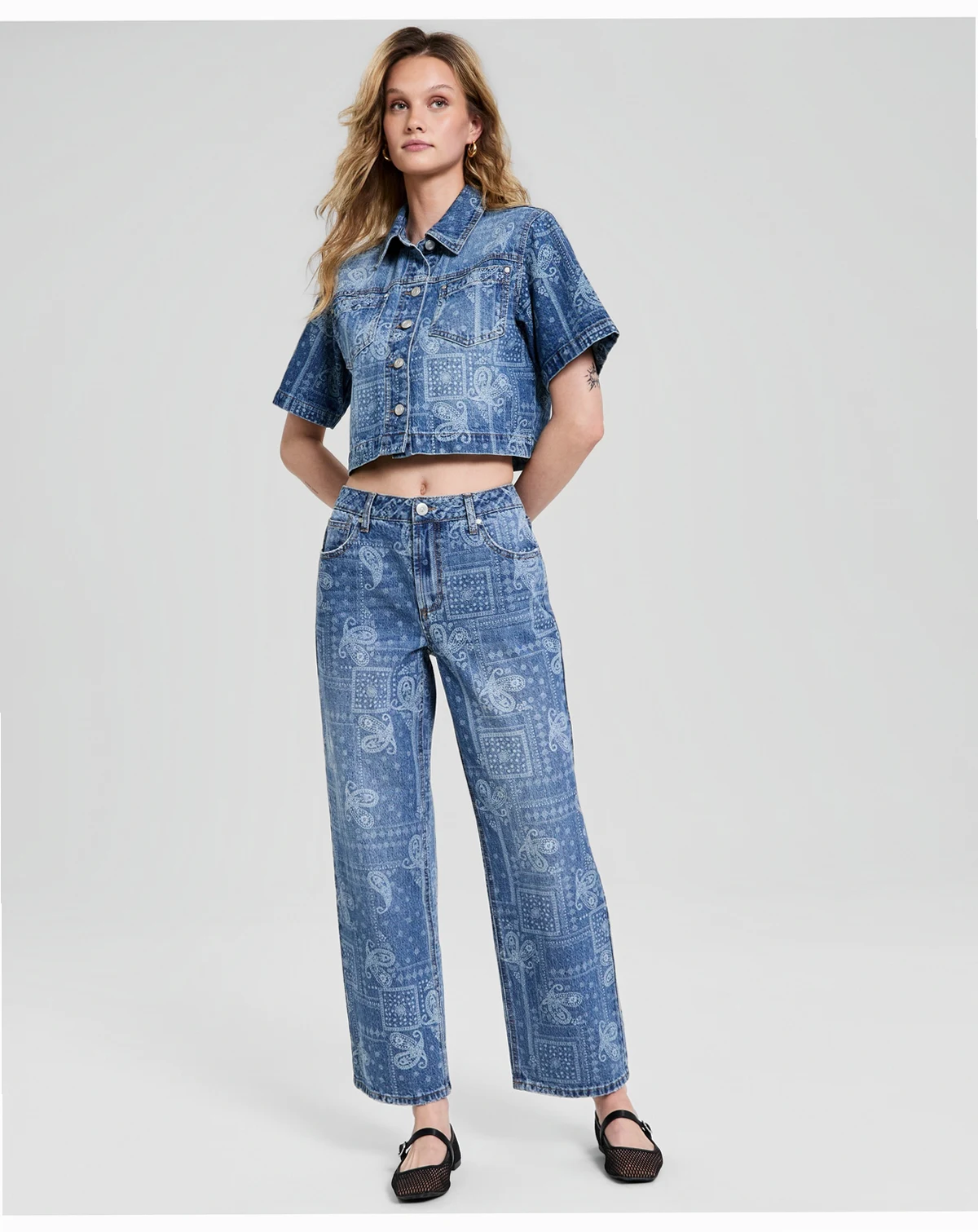 Women's High-Rise Bandana-Print Jeans, Macy's Exclusive