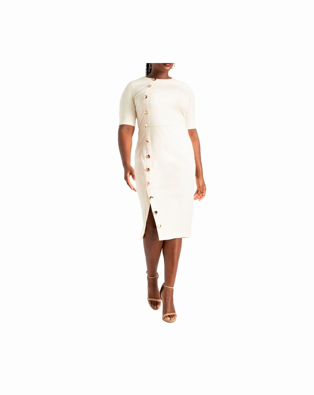Women's Plus Size Button Front Workwear Dress