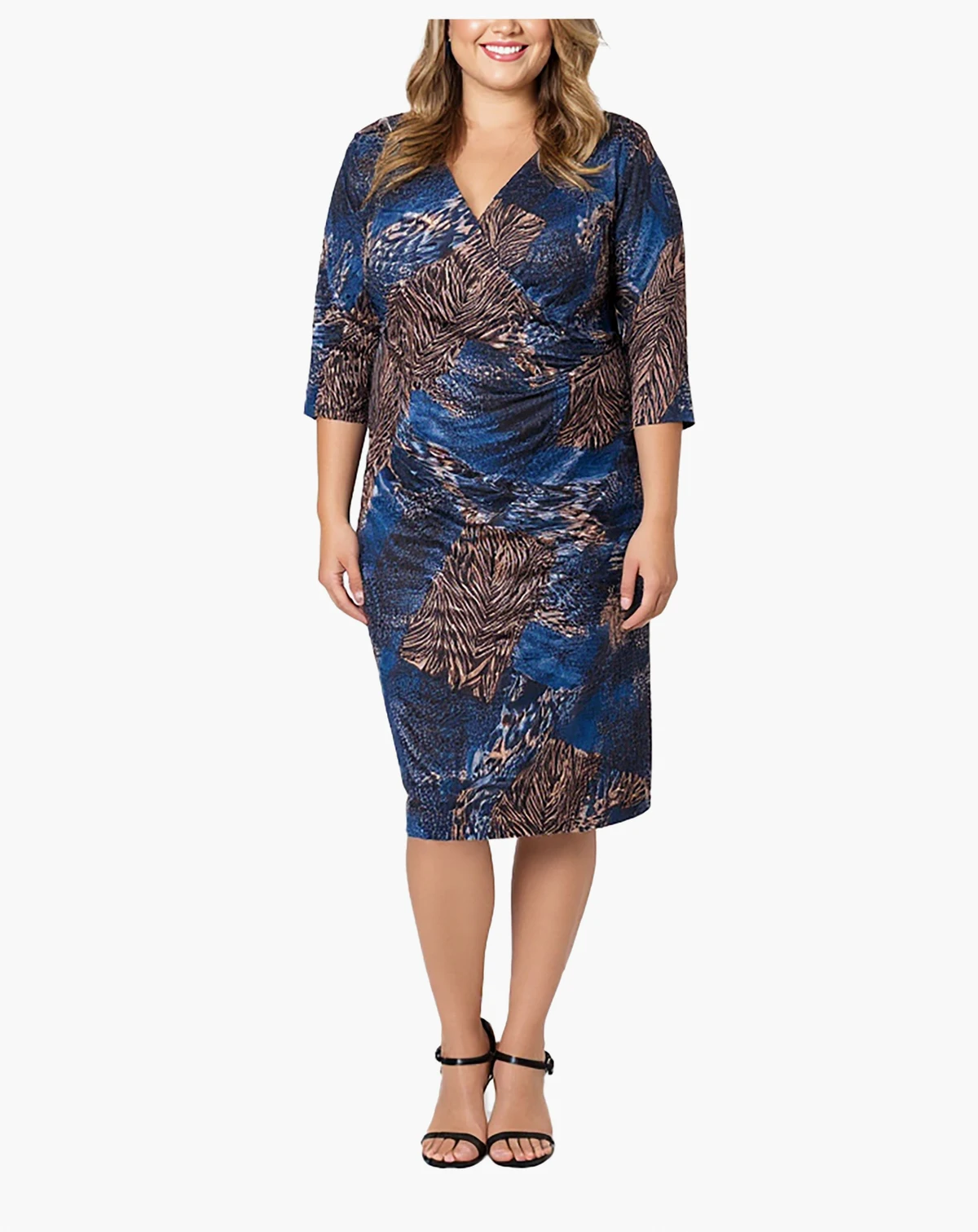 Plus Size Animal Print Faux Wrap Dress