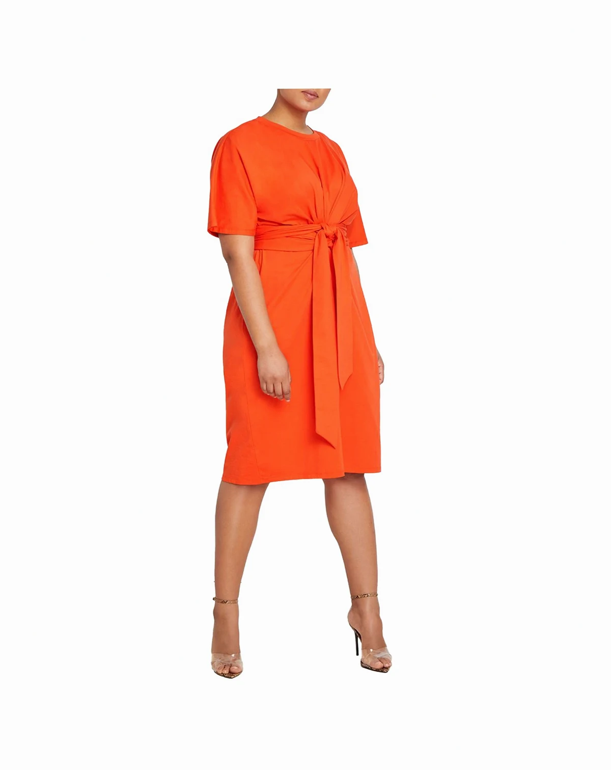 Women's Plus Size Cross Front Flutter Sleeve Dress