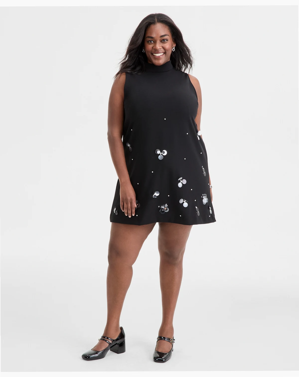 Trendy Plus Size Embellished Sleeveless Shift Dress, Macy's Exclusive
