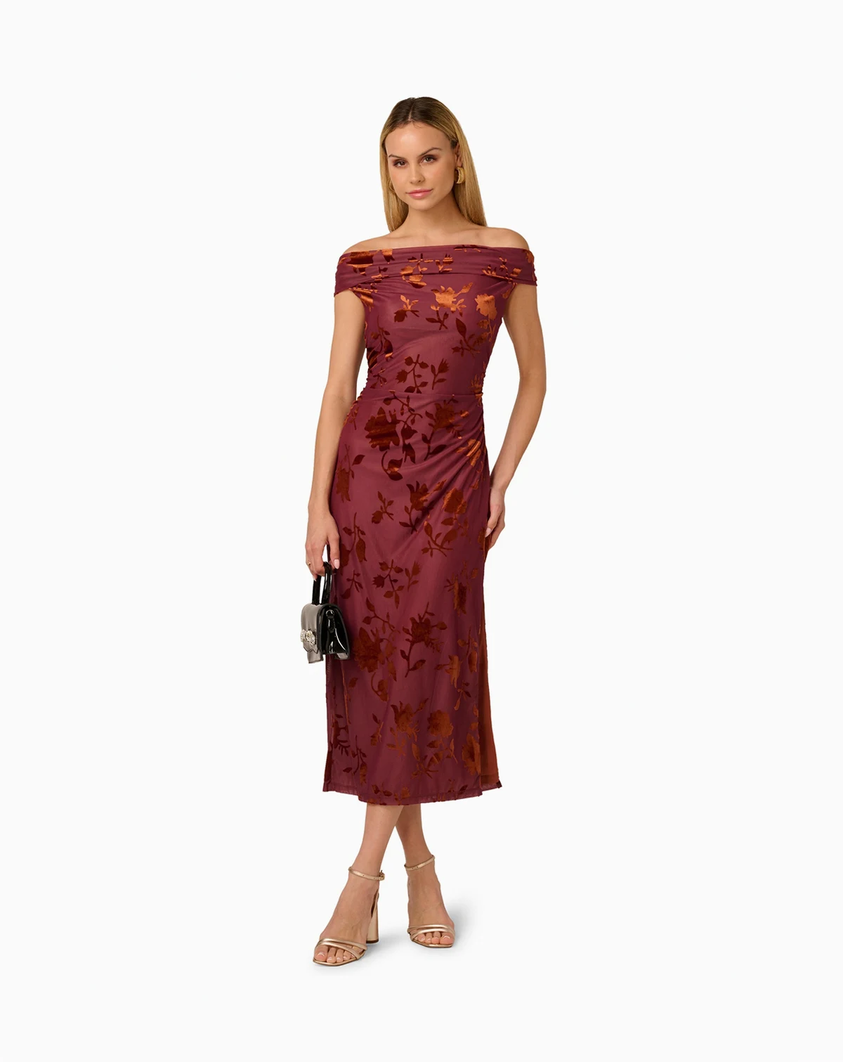 Women's Burnout Velvet Midi Dress