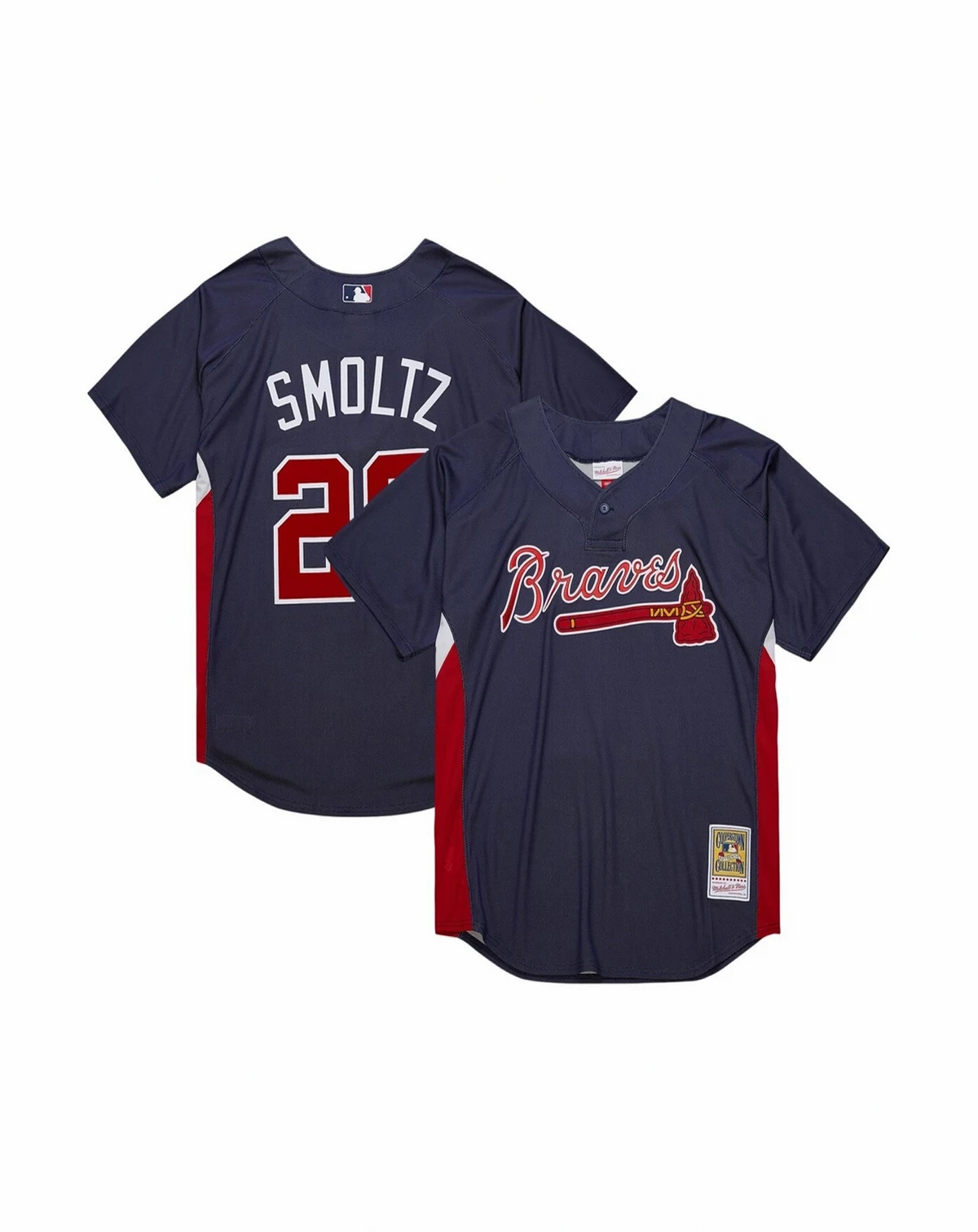 Mitchell Ness Men's John Smoltz Navy Atlanta Braves Cooperstown Collection Mesh Batting Practice Jersey