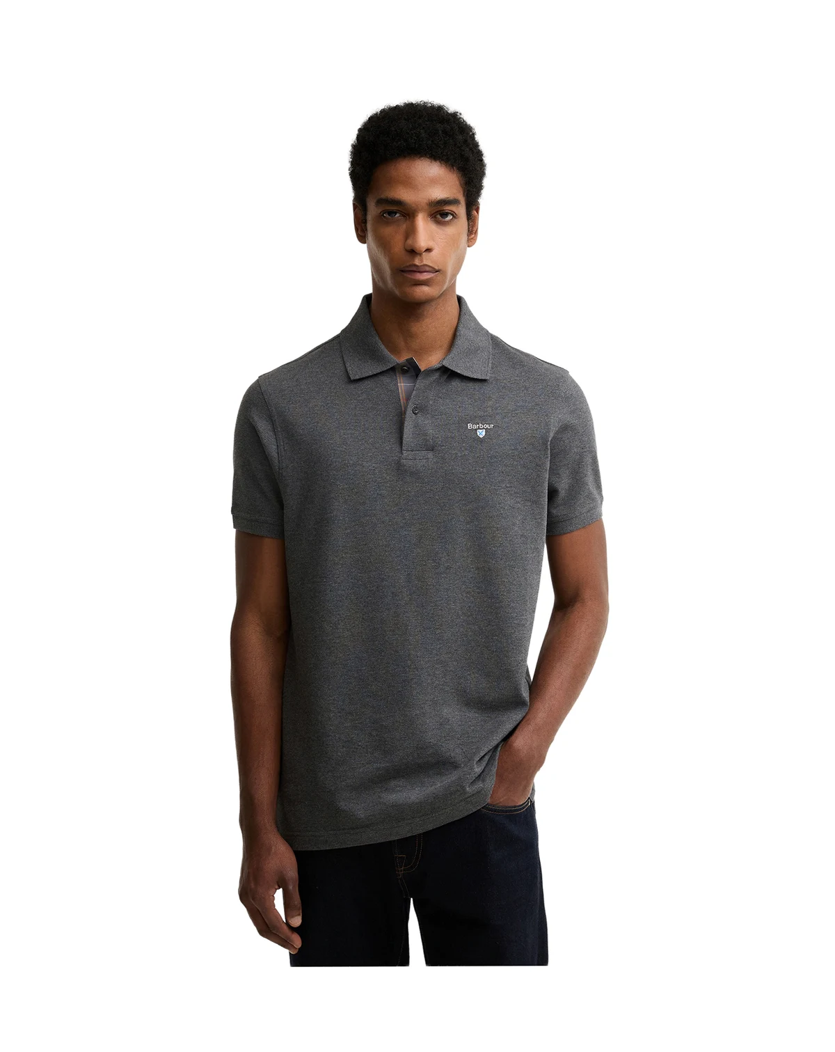 Men's Tartan Pique Short-Sleeve Polo Shirt