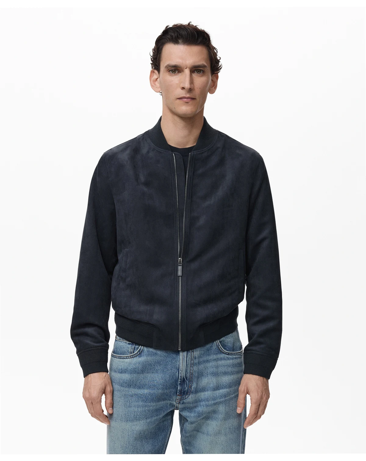 Men's Suede-Effect Bomber Jacket