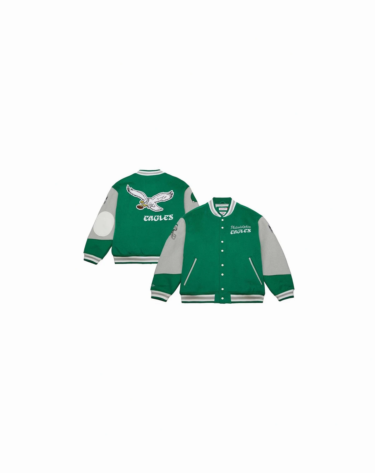 Mitchell Ness Men's and Women's Kelly Green Philadelphia Eagles Varsity Team Full-Snap Jacket