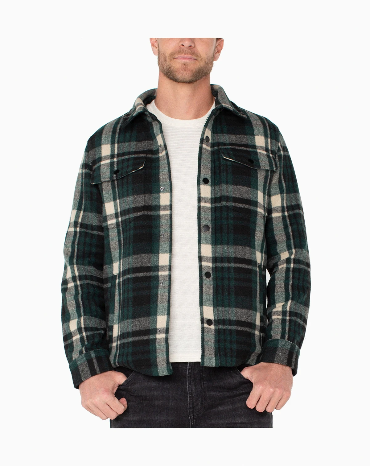 Men's Plaid Long-Sleeve Shirt Jacket
