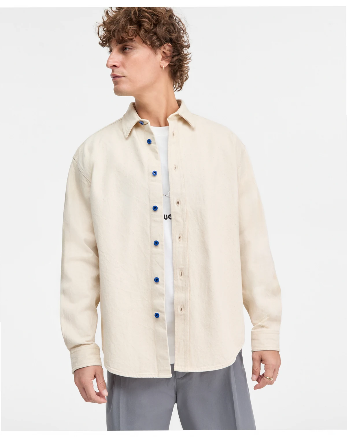 Men's Cotton Ebino Button-Front Shirt Jacket