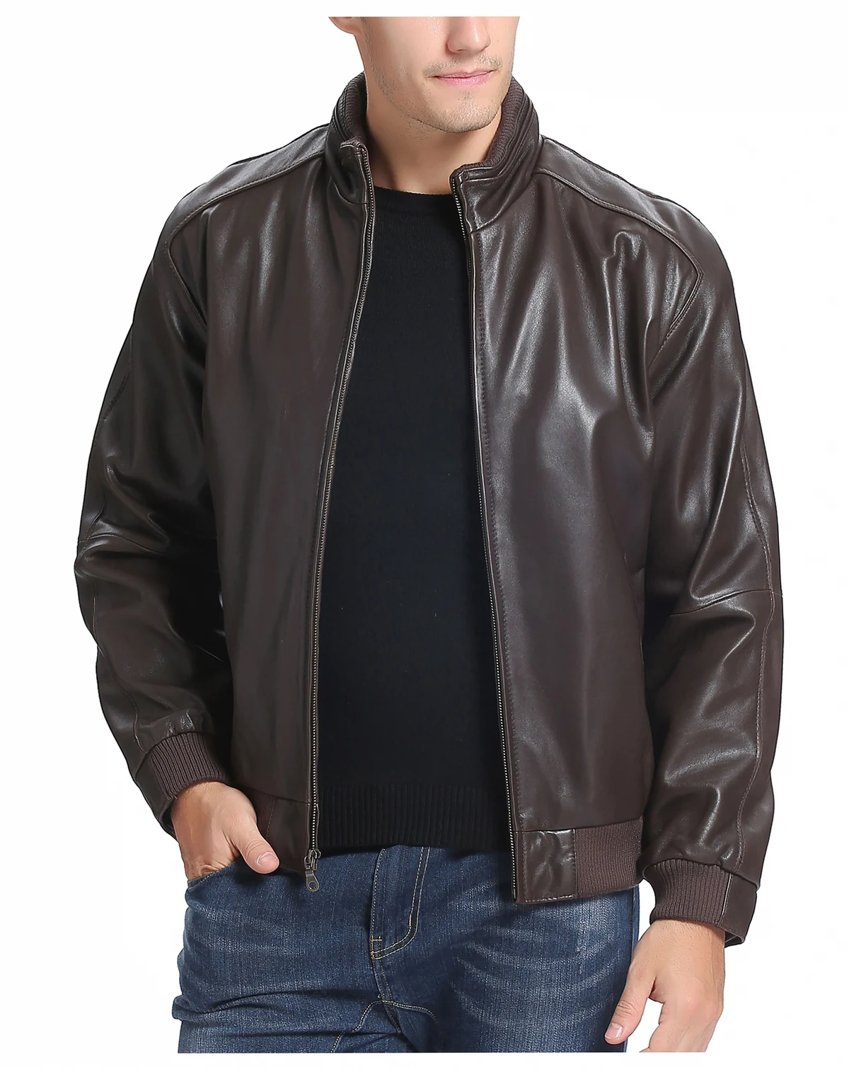 Men's Men City Leather Bomber Jacket