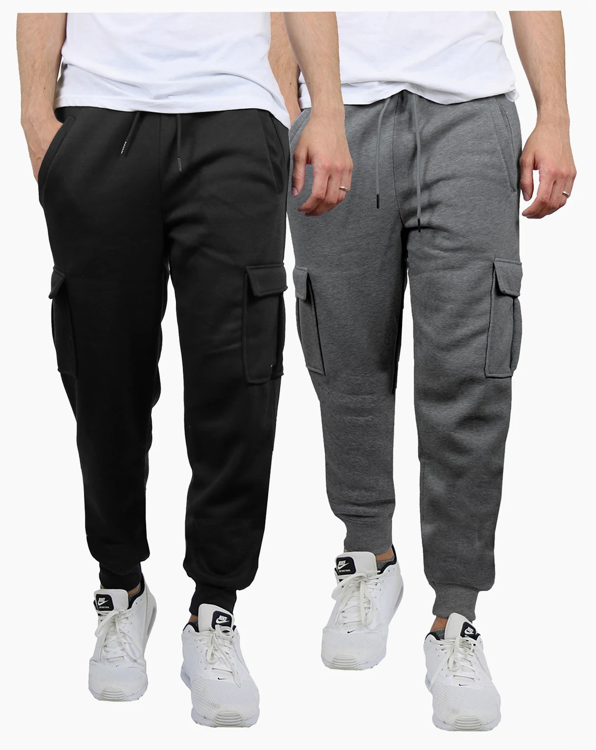 Men's Heavyweight Fleece-Lined Cargo Jogger Sweatpants, Pack of 2