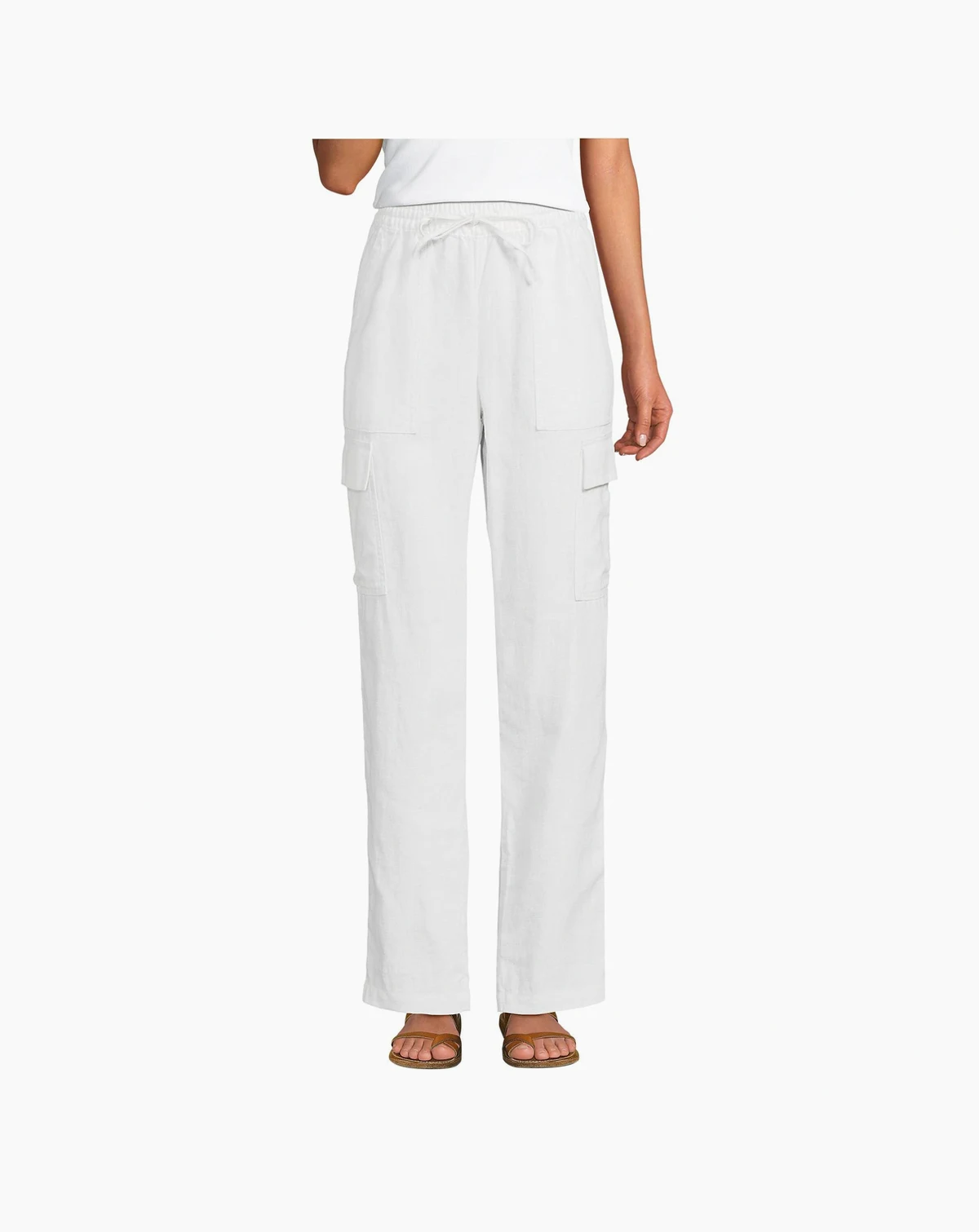 Women's High Rise Drawstring Linen Cargo Pants