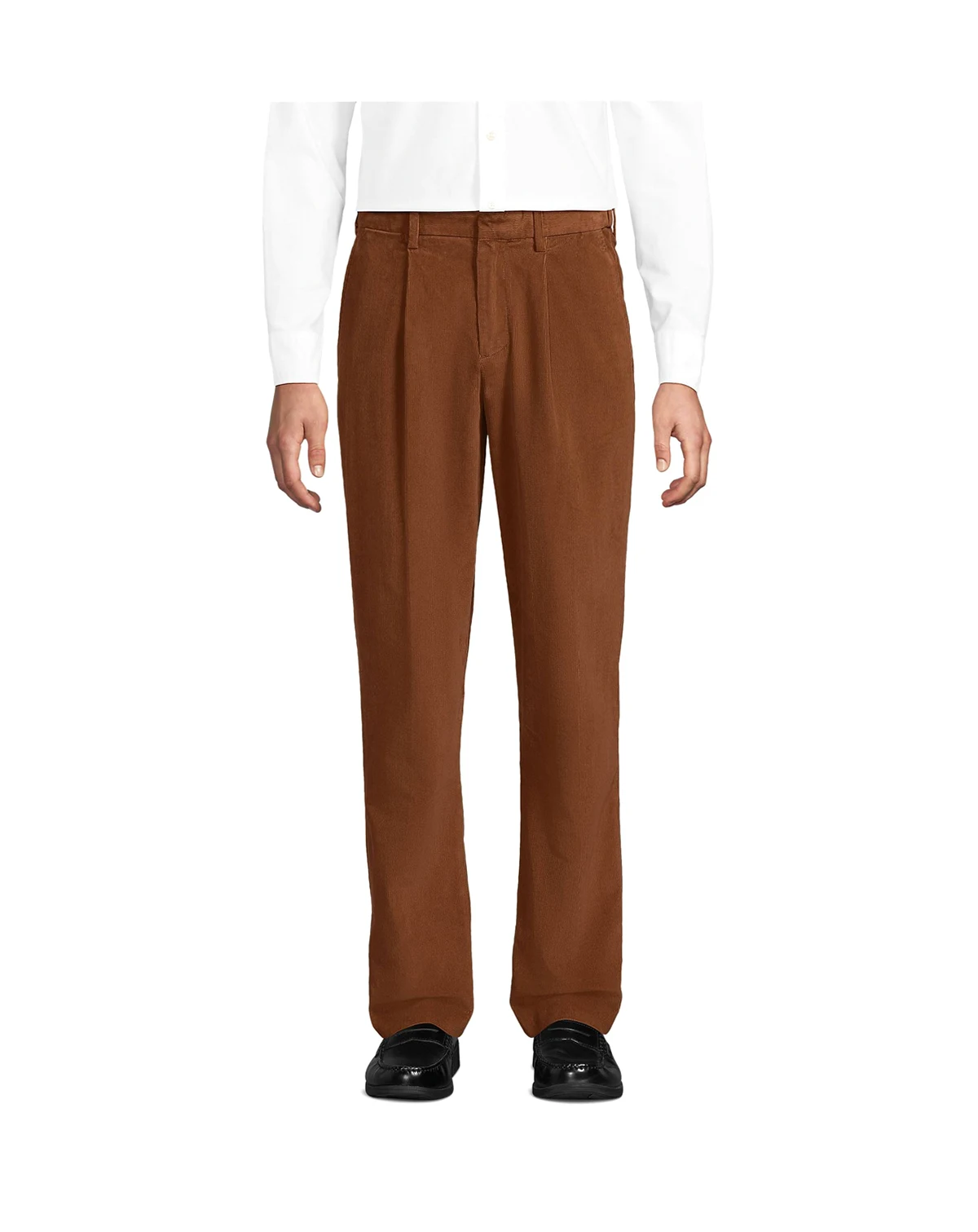 Men's Corduroy Comfort Waist Classic Fit Pleated Front Pant