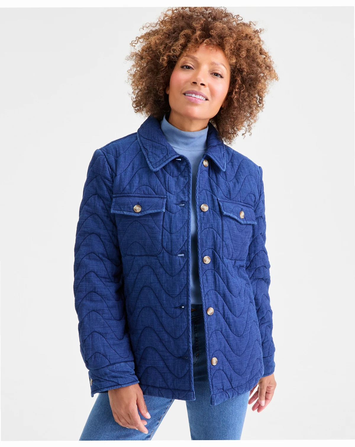Women's Cotton Quilted Shacket, Macy's Exclusive