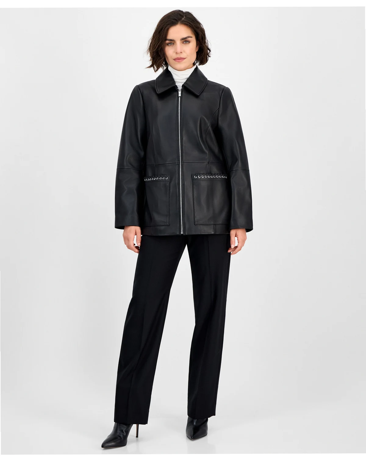 Women's Zip-Front Leather Jacket