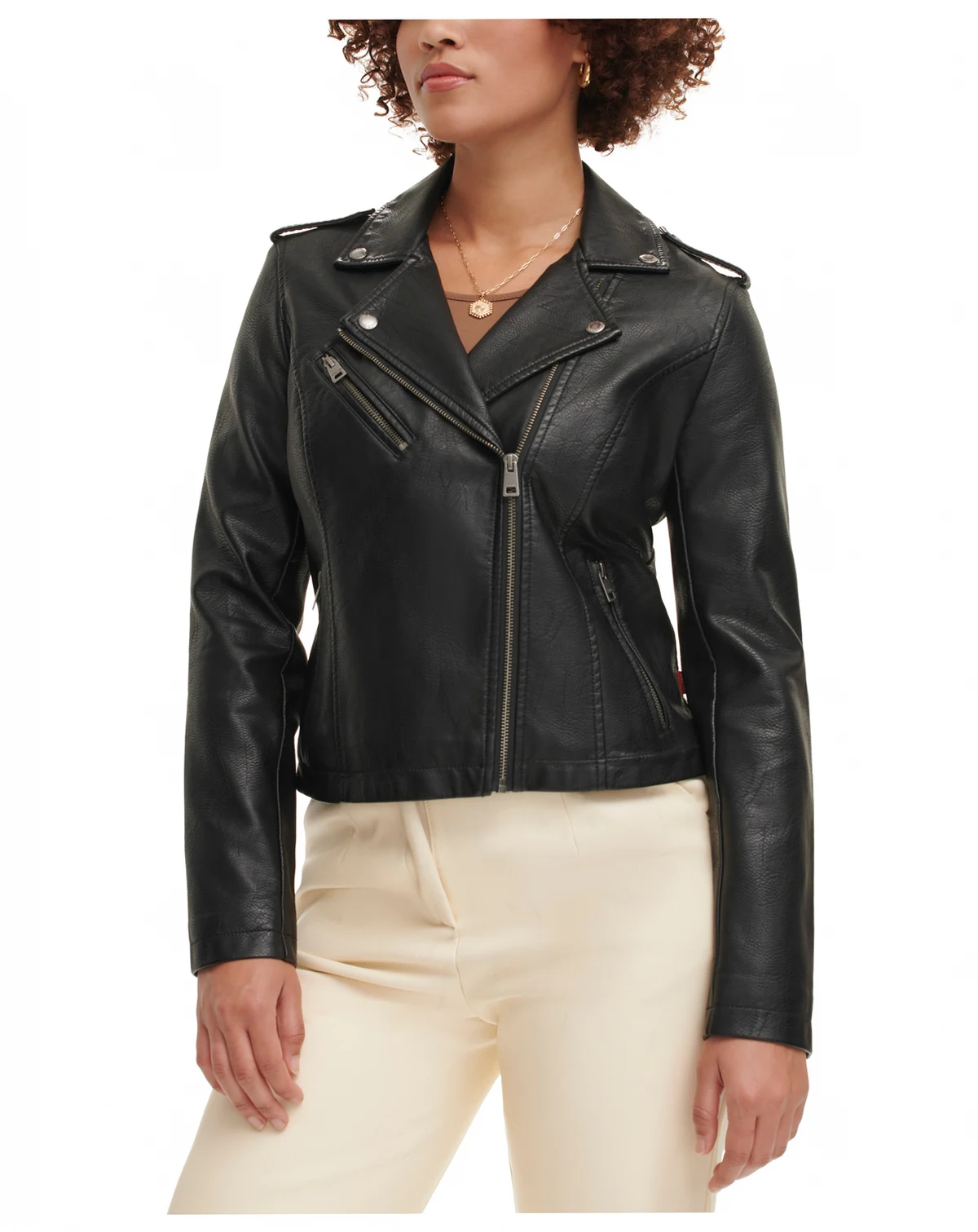 Women's Classic Faux Leather Asymmetrical Moto Jacket