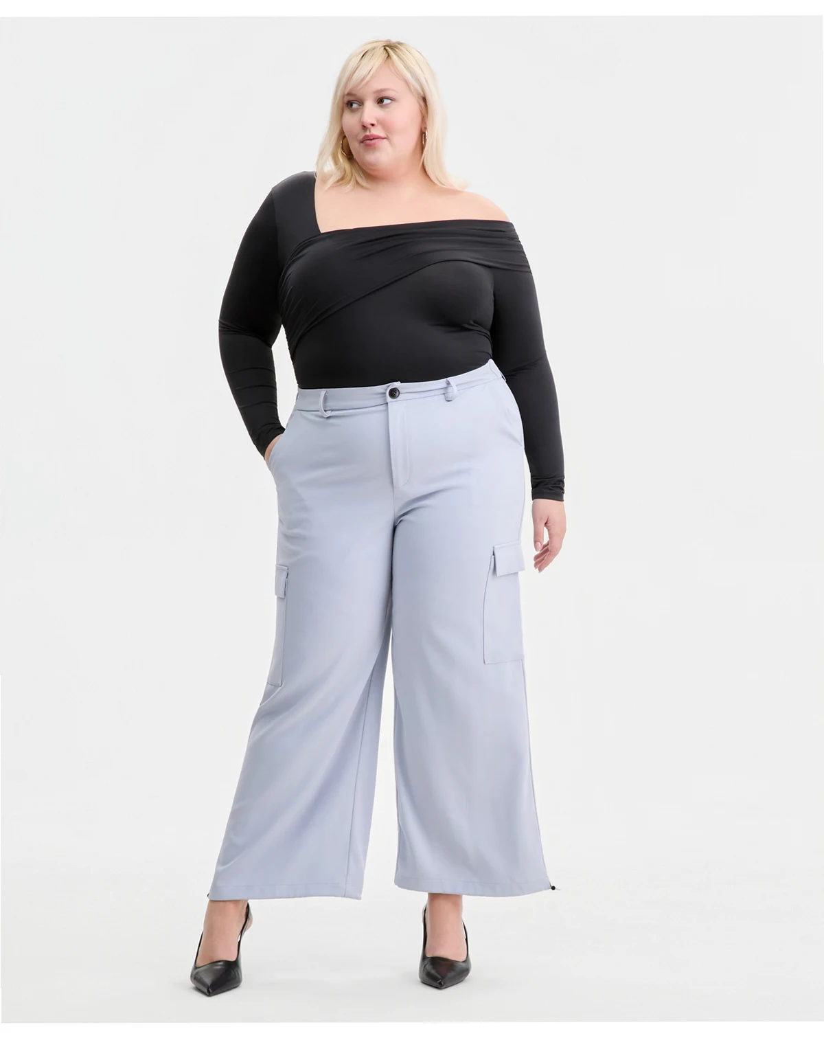 Trendy Plus Size Cargo Drawcord-Hem Pants, Macy's Exclusive