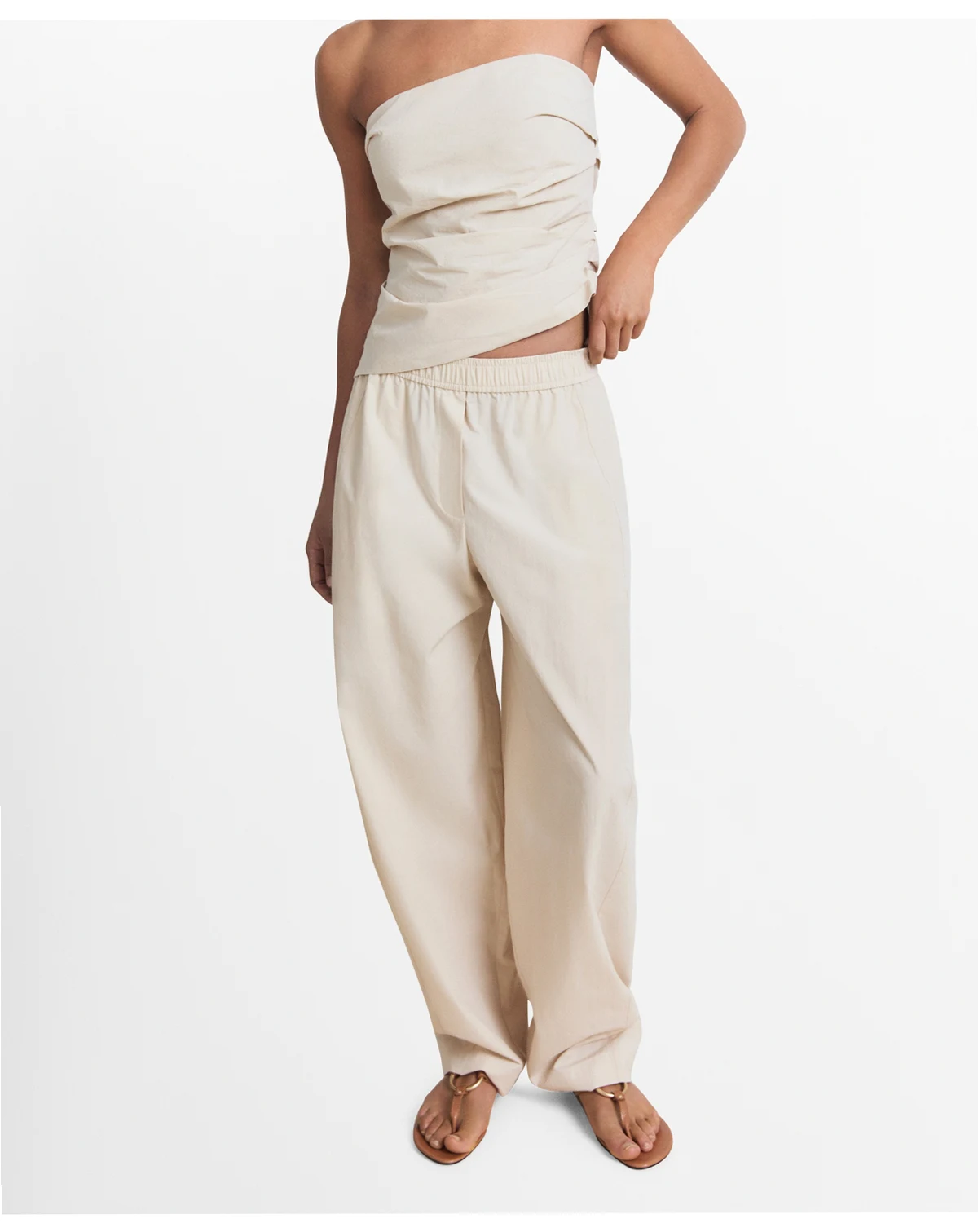 Women's Paper Bag Cotton Pants