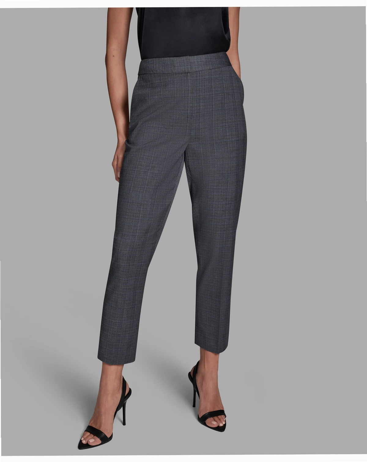 Women's Plaid High-Rise Slim-Leg Ankle Pants