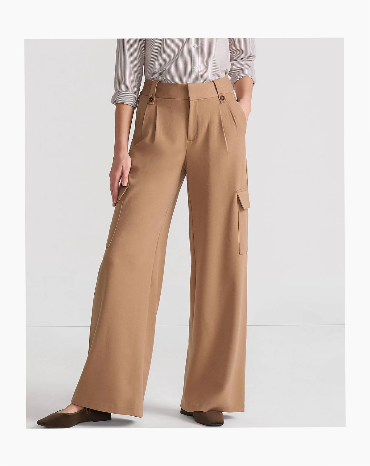 Women's Soft Polish Cargo High Rise Wide Leg Pants