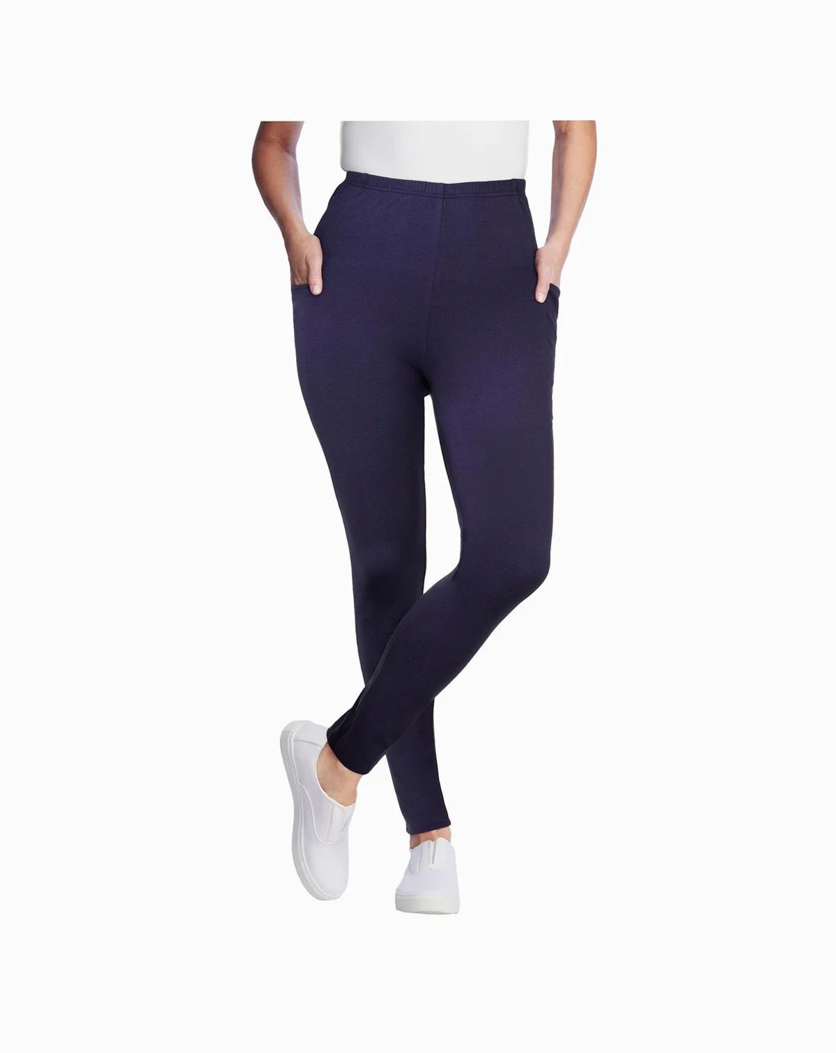 Plus Size Within Stretch-Cotton Knit Pull-On Pocket Leggings