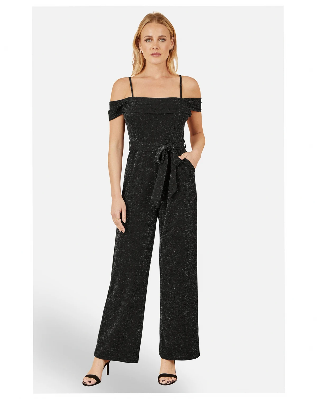 Women's Sparkle Stretch Bardot Jumpsuit
