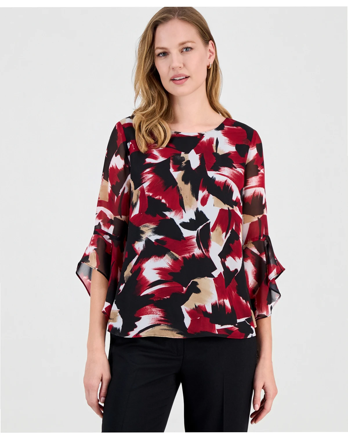 Women's Printed 3/4-Sleeve Top, Regular & Petite