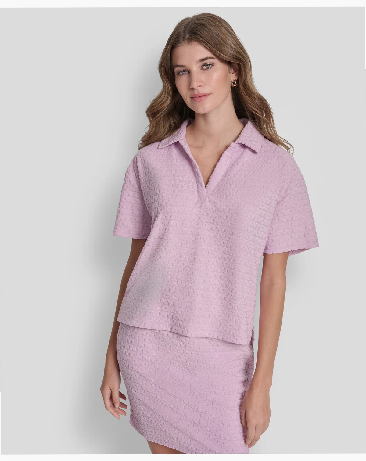 Women's Logo Jacquard Boxy Polo Collared T-Shirt