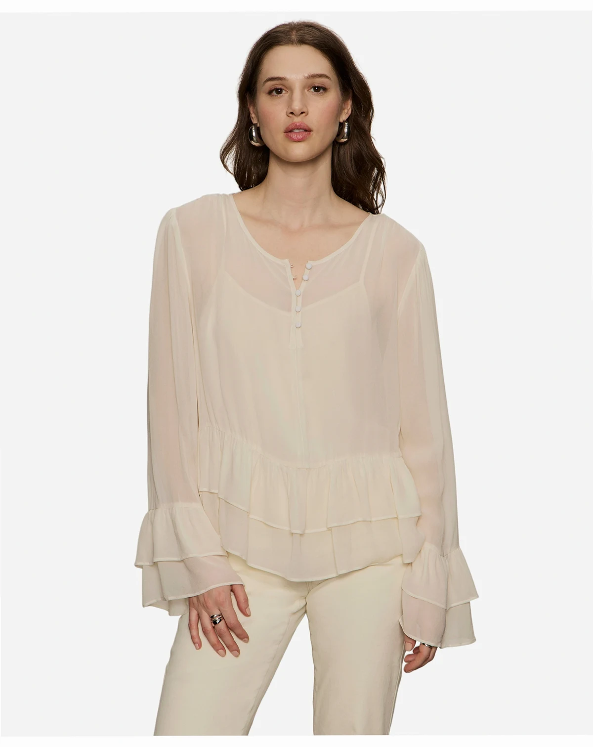 Women's Ruffled Long-Sleeve Blouse