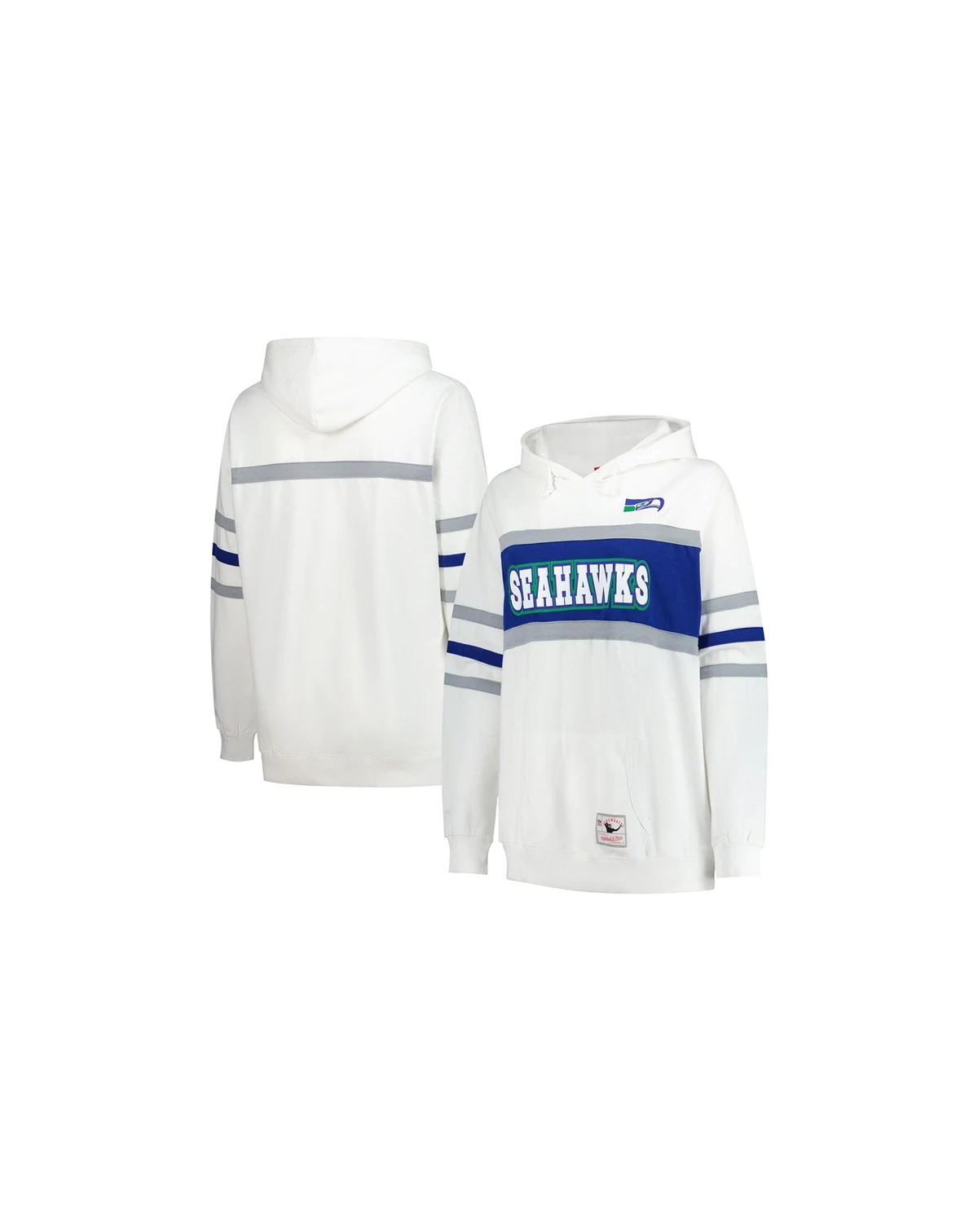 Women's White Seattle Seahawks Plus Size Head Coach Throwback Pullover Hoodie