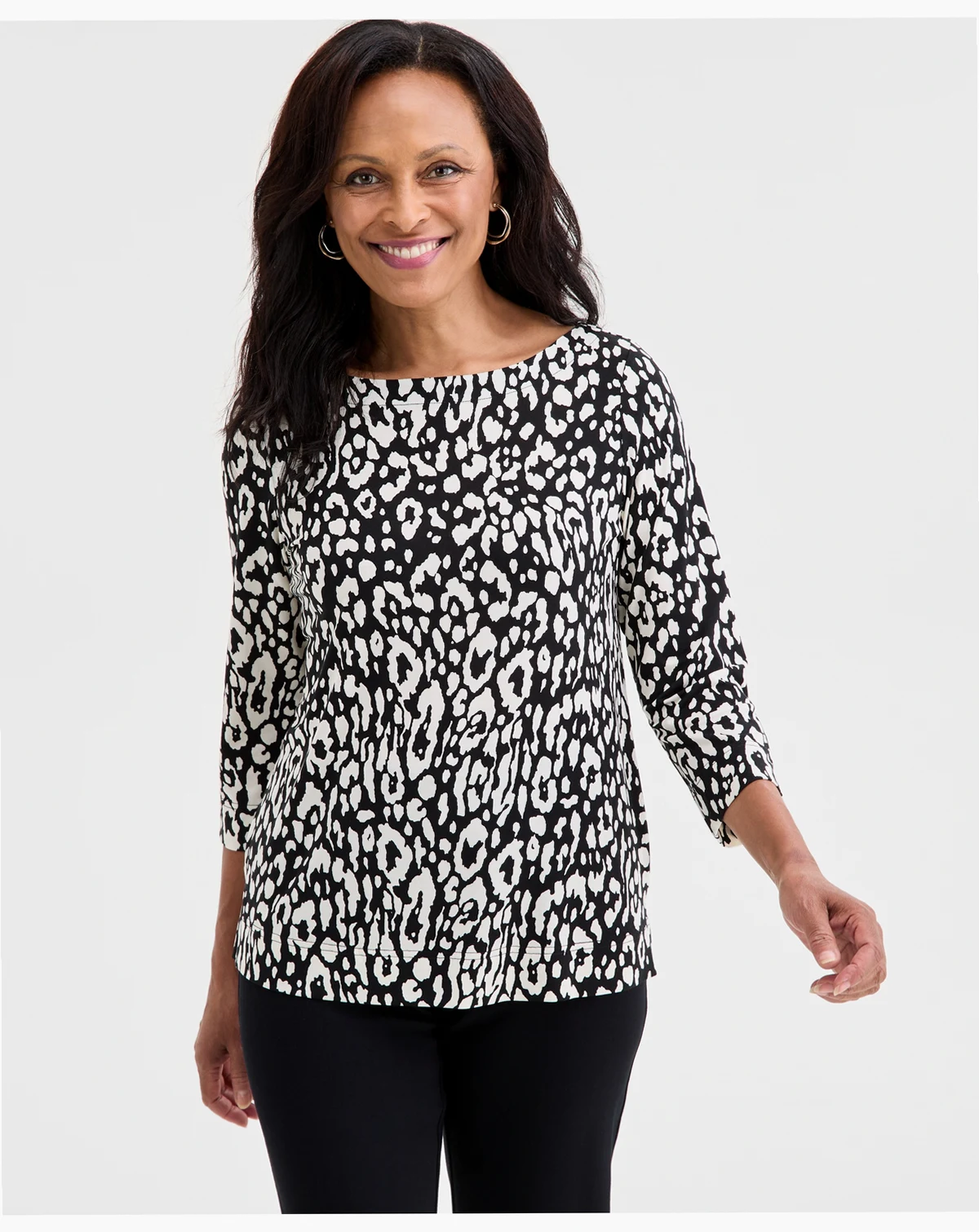 Petite Boat Neck 3/4-Sleeve Top