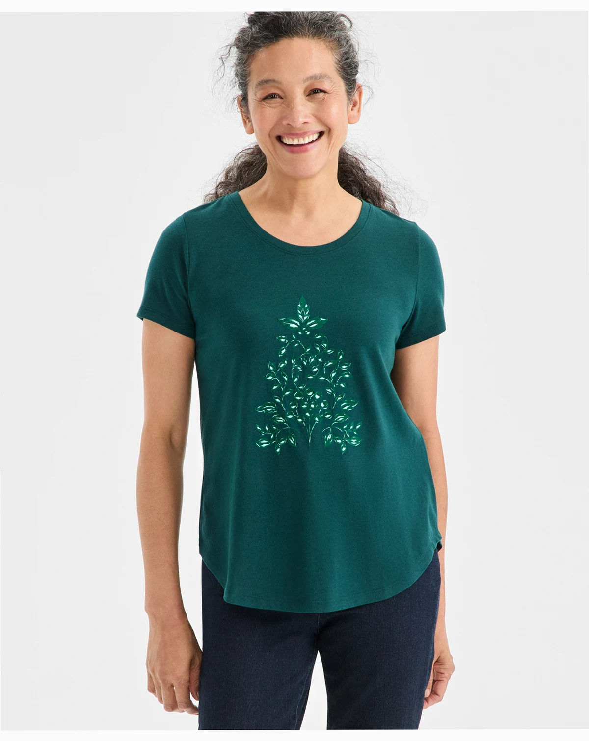 Women's Holiday Tree Graphic T-Shirt, Macy's Exclusive