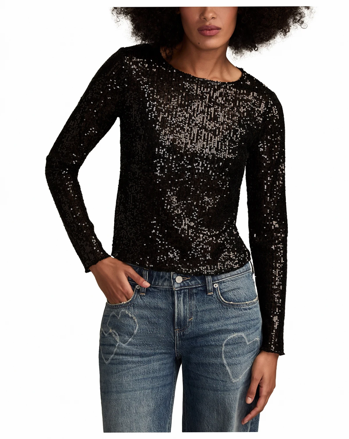 Women's Sequin Long-Sleeve Top