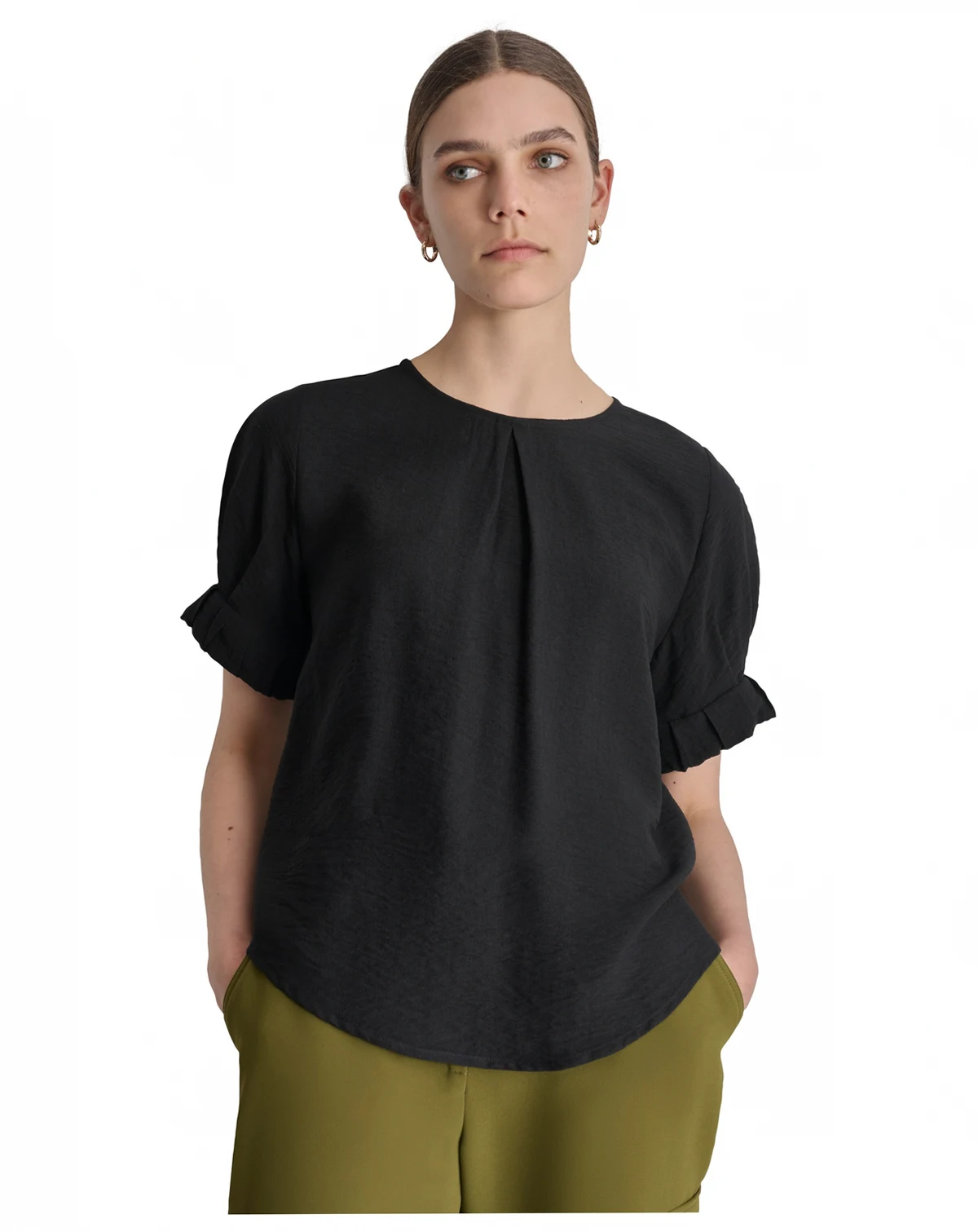 Women's Puff-Sleeve Pleated Blouse