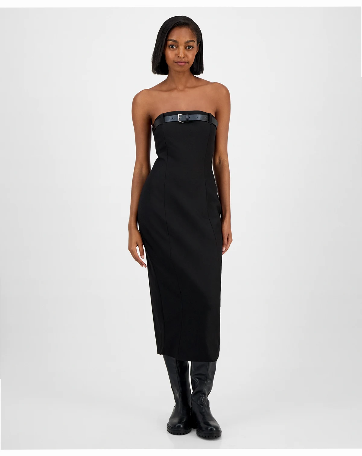 Women's Belted Strapless Midi Dress, Macy's Exclusive