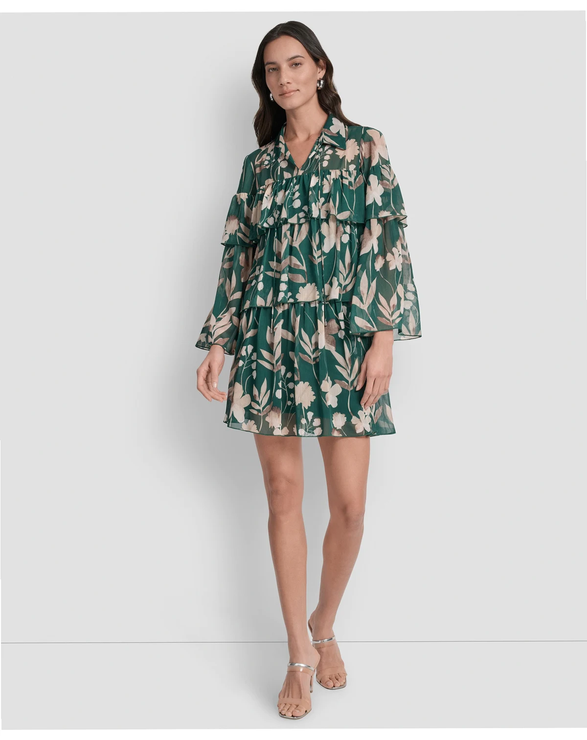 Women's Long Sleeve Tiered Ruffle Dress