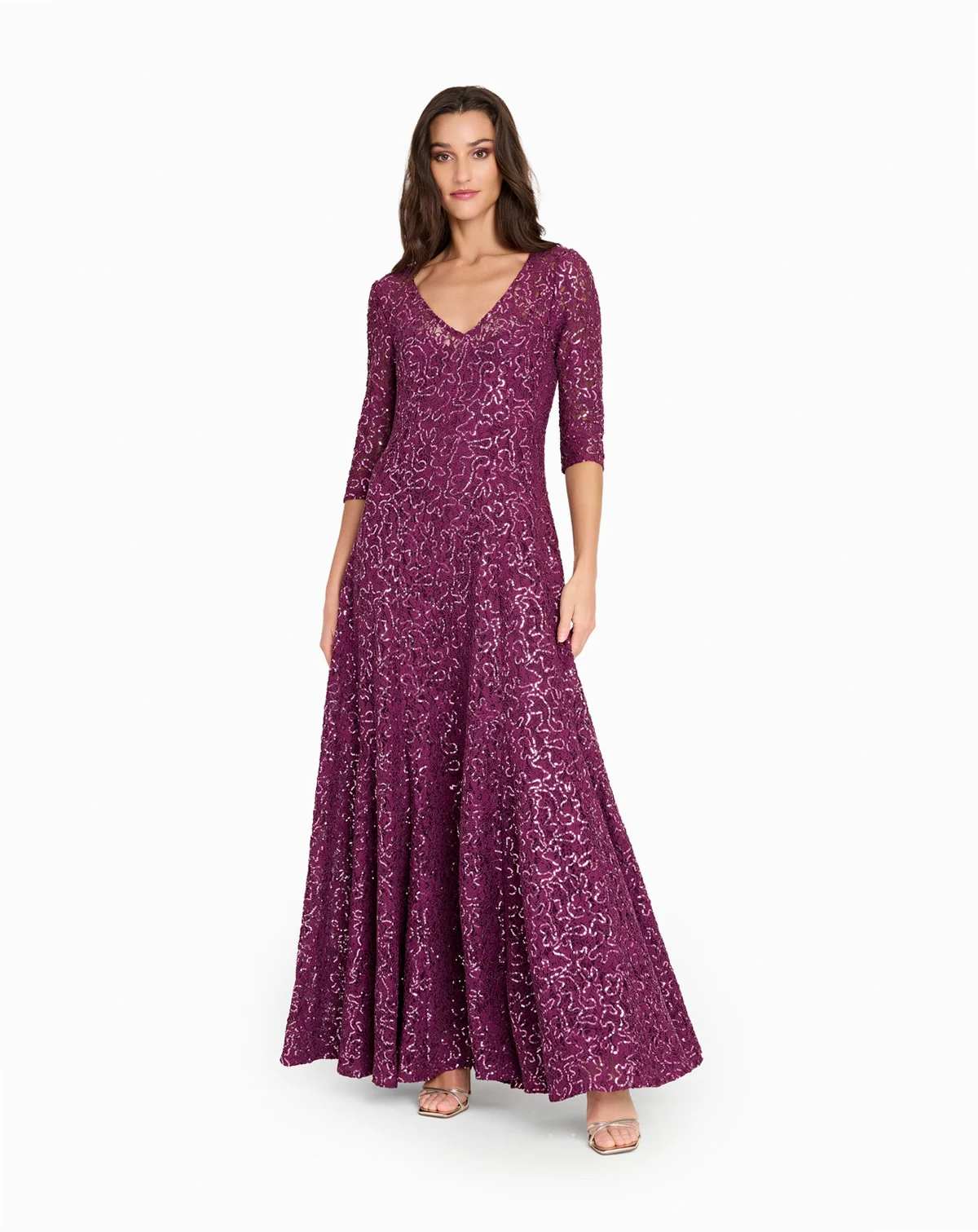 Women's V-Neck Beaded Gown