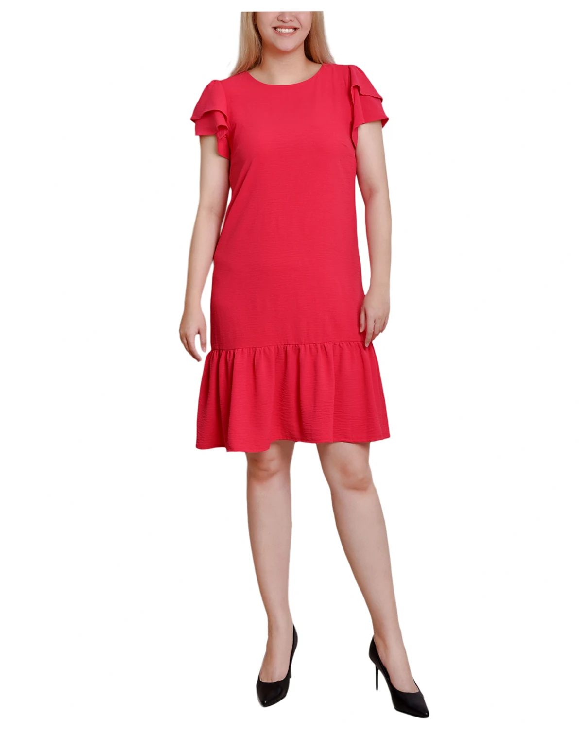 Women's Double Layer Flutter Sleeve Dress