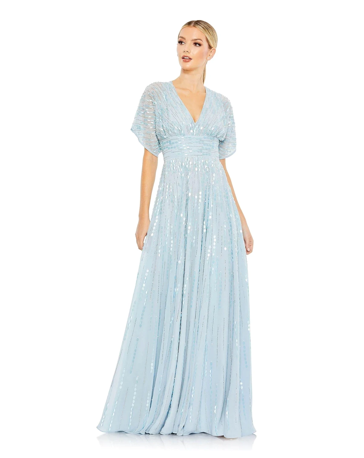 Women's Embellished V Neck Evening Gown