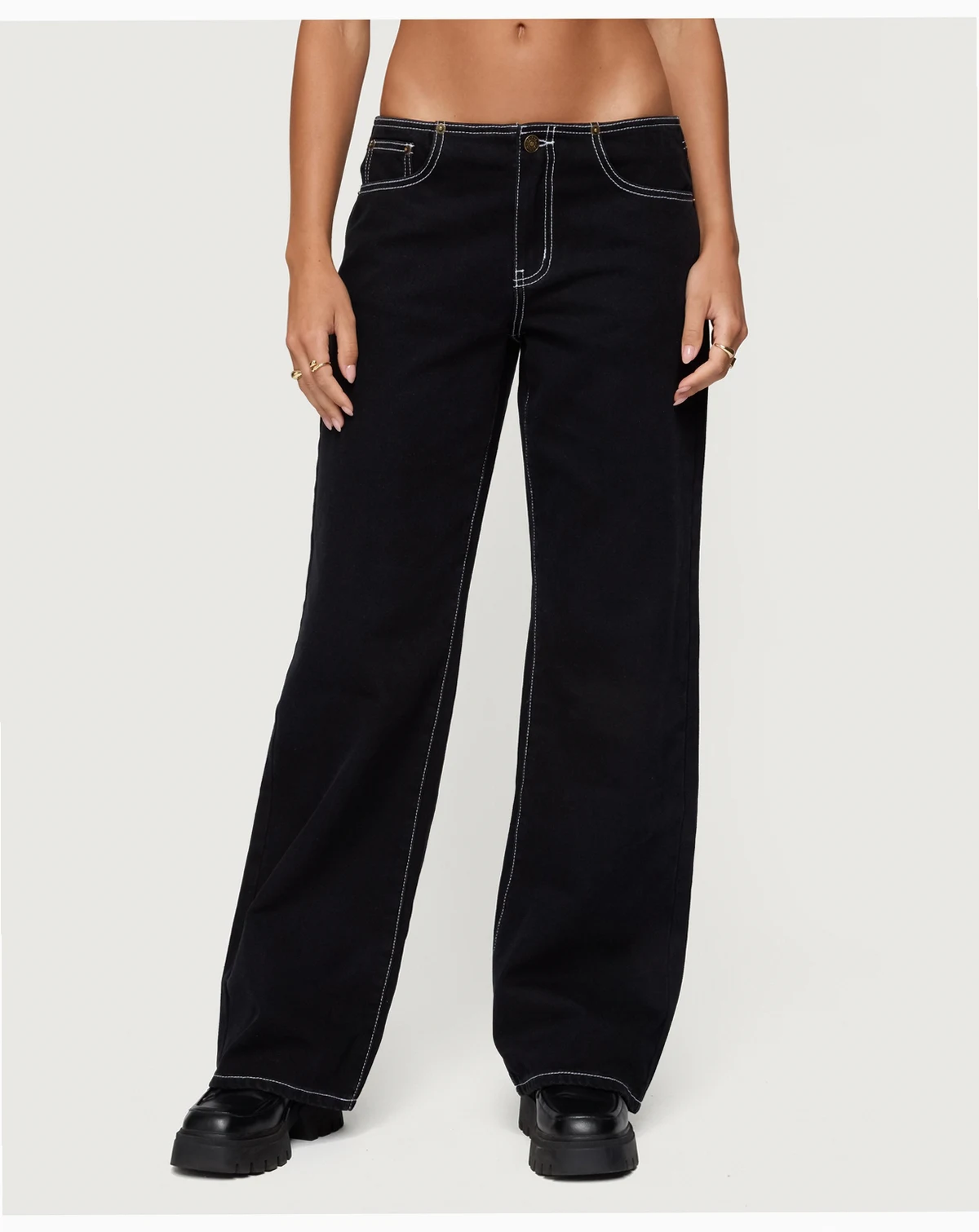 Women's Contrast Stitch Low Rise Jeans