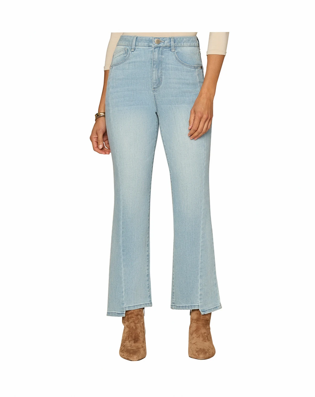 Petite Skyrise Straight-Leg Step Hem Jeans
