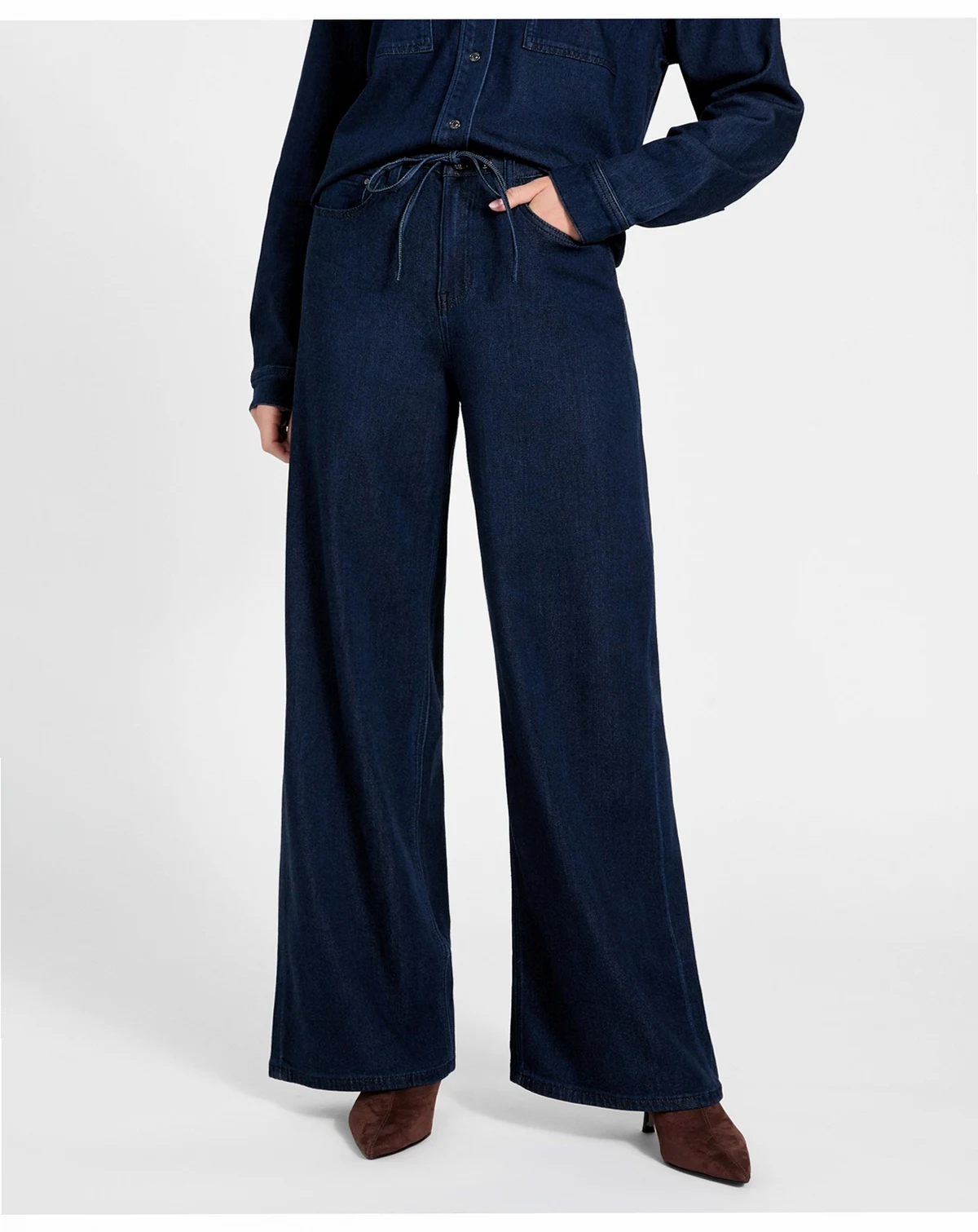 Women's Blossom Drawstring Wide Leg Jeans