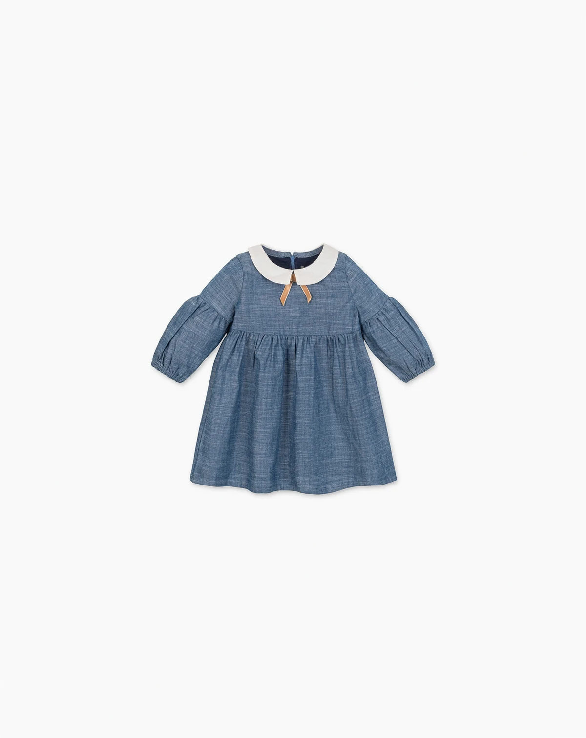 Toddler Girls' Organic Empire Waist Peter Pan Collar Chambray Dress