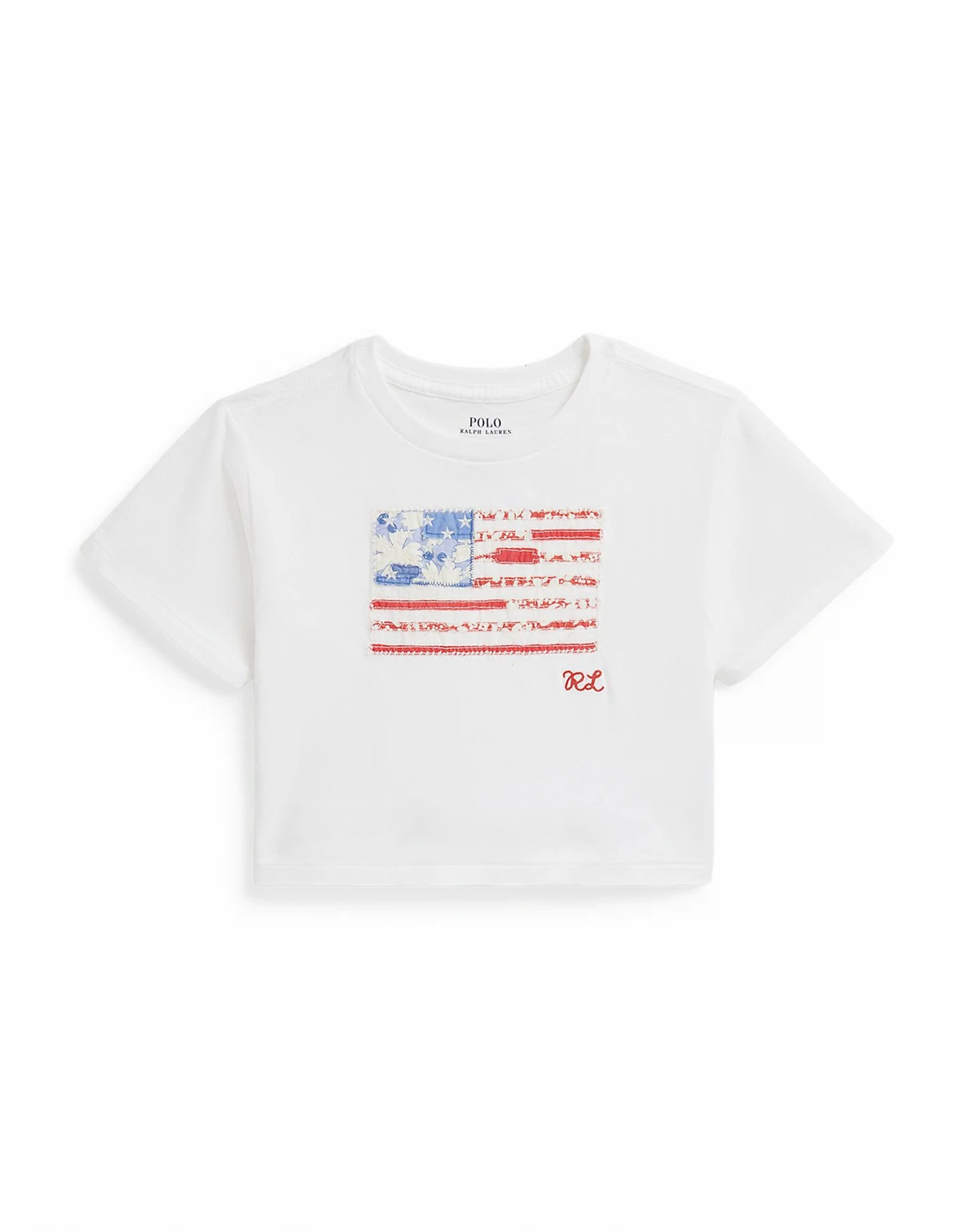 Girls' 2-6X Floral Flag Crewneck Jersey Boxy T-Shirt